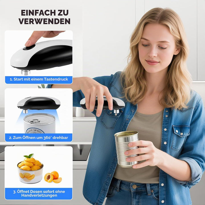 Elektrischer Dosenöffner USB-wiederaufladbarer Dosenöffner - Batteriebetrieben, Automatischer Ein-Ta