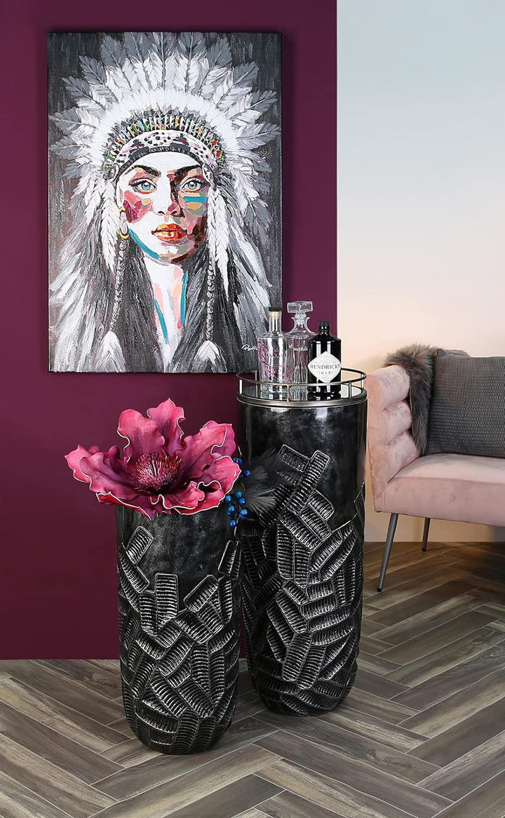 Casablanca modernes Design Bild „Indianerin“ auf Leinwand, schwarz/weiss/bunt, 70x100cm
