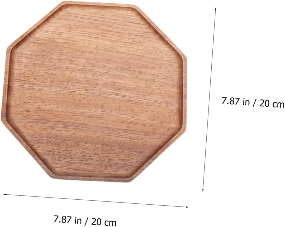 Cabilock Natürliche Holz Tee Tablett Octagon Form Snack Platte Obst Brot Servieren