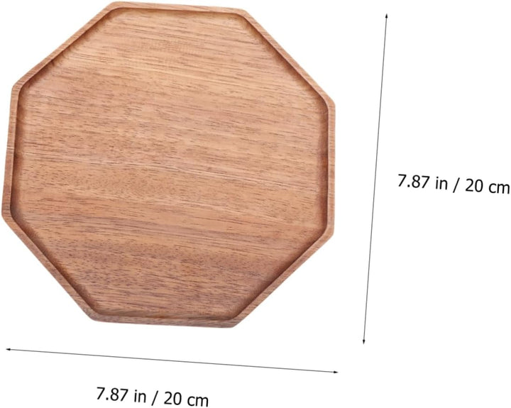Cabilock Natürliche Holz Tee Tablett Octagon Form Snack Platte Obst Brot Servieren