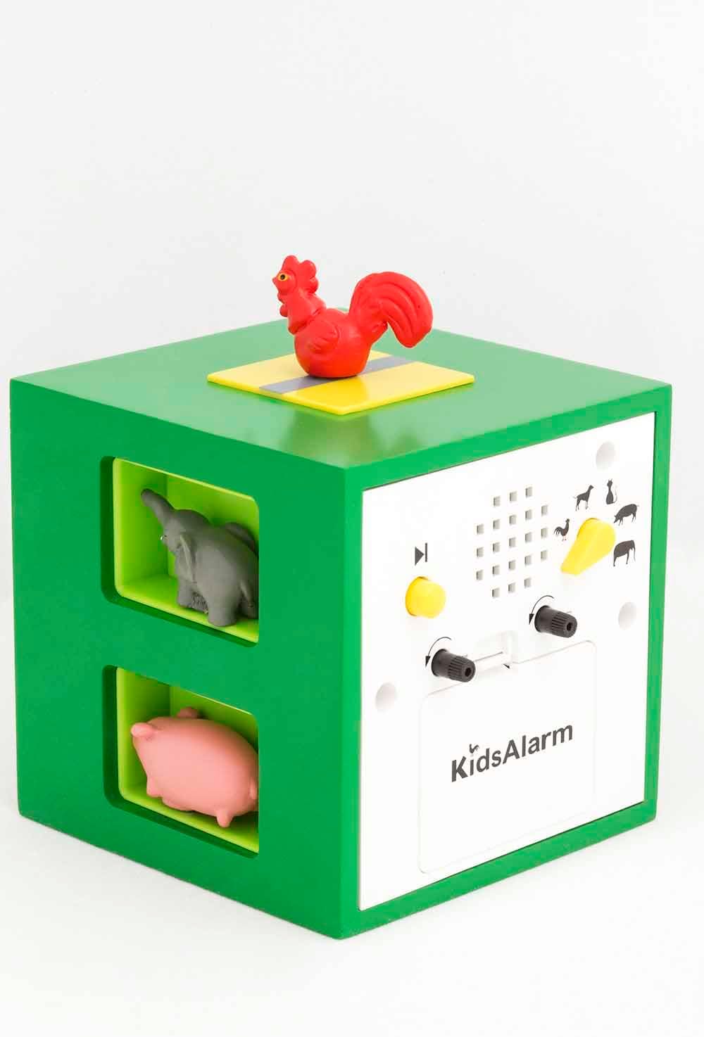 KOOKOO KidsAlarm Grün, Kinderwecker mit 5 Bauernhoftieren und echten Aufnahmen, grün