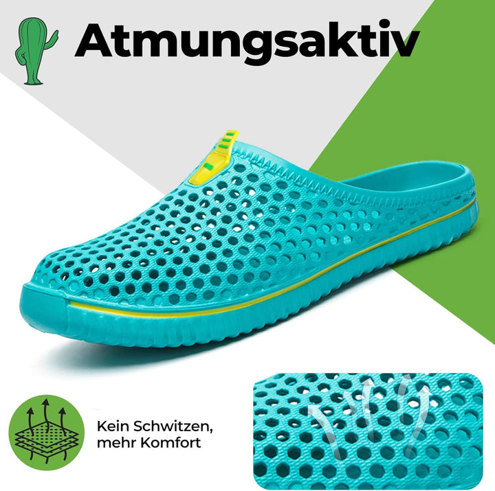 SAGUARO Clogs Pantoletten für Damen Sommer Hausschuhe Herren Aero I, Blau