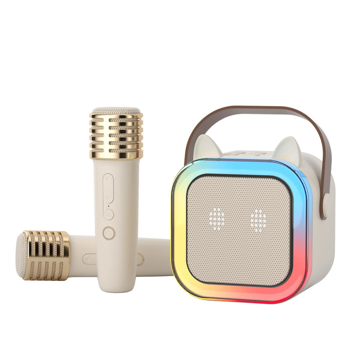 süss Katzenohr Karaoke-Maschine für Kinder Erwachsene, Tragbar Karaoke-System mit blinkendem LED-Lic