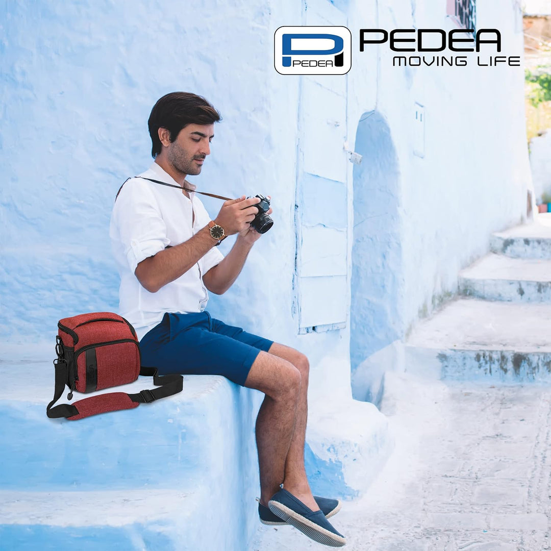 PEDEA DSLR-Kameratasche Fashion Fototasche für Spiegelreflexkameras mit wasserdichtem Regenschutz Ro