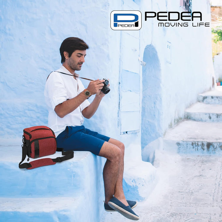 PEDEA DSLR-Kameratasche Fashion Fototasche für Spiegelreflexkameras mit wasserdichtem Regenschutz Ro
