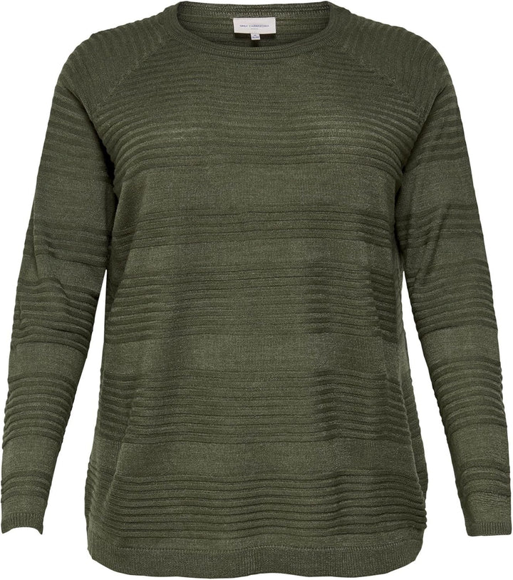 ONLY Carmakoma Damen Carairplain L/S KNT Noos Pullover, Kalamata