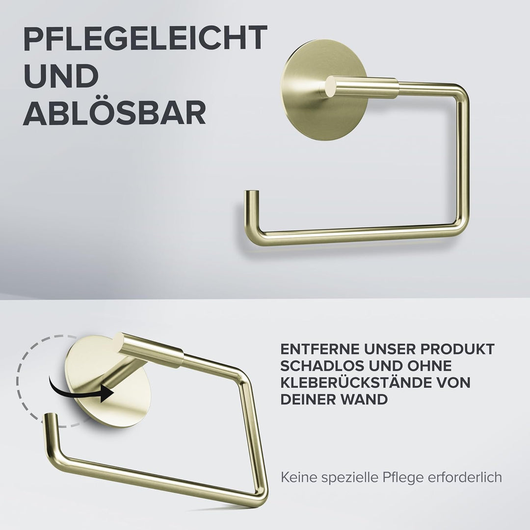 Toilettenpapierhalter Farstadsanden ohne Bohren Gold | selbstklebend Edelstahl | Klorollenhalter ohn