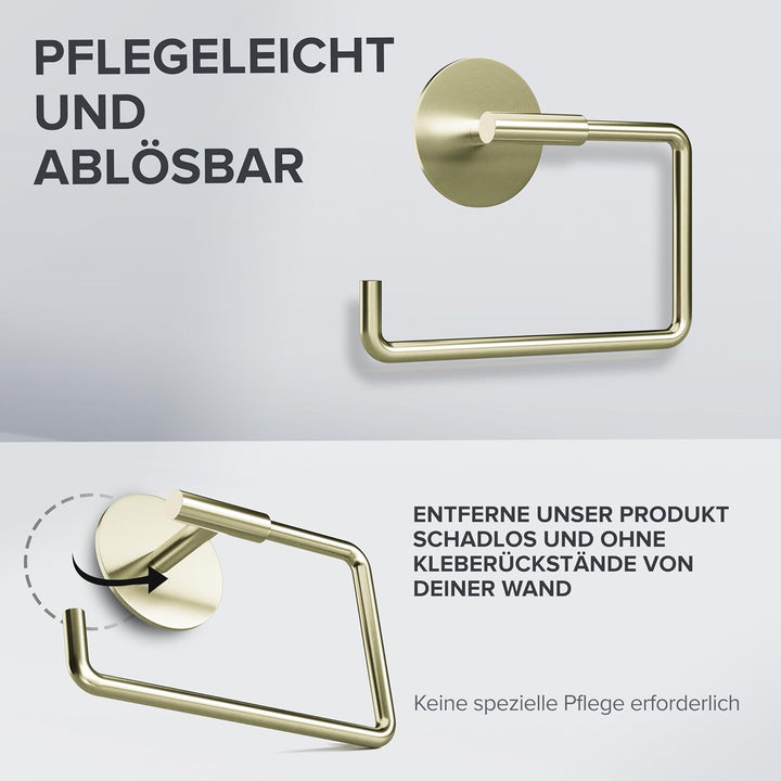 Toilettenpapierhalter Farstadsanden ohne Bohren Gold | selbstklebend Edelstahl | Klorollenhalter ohn