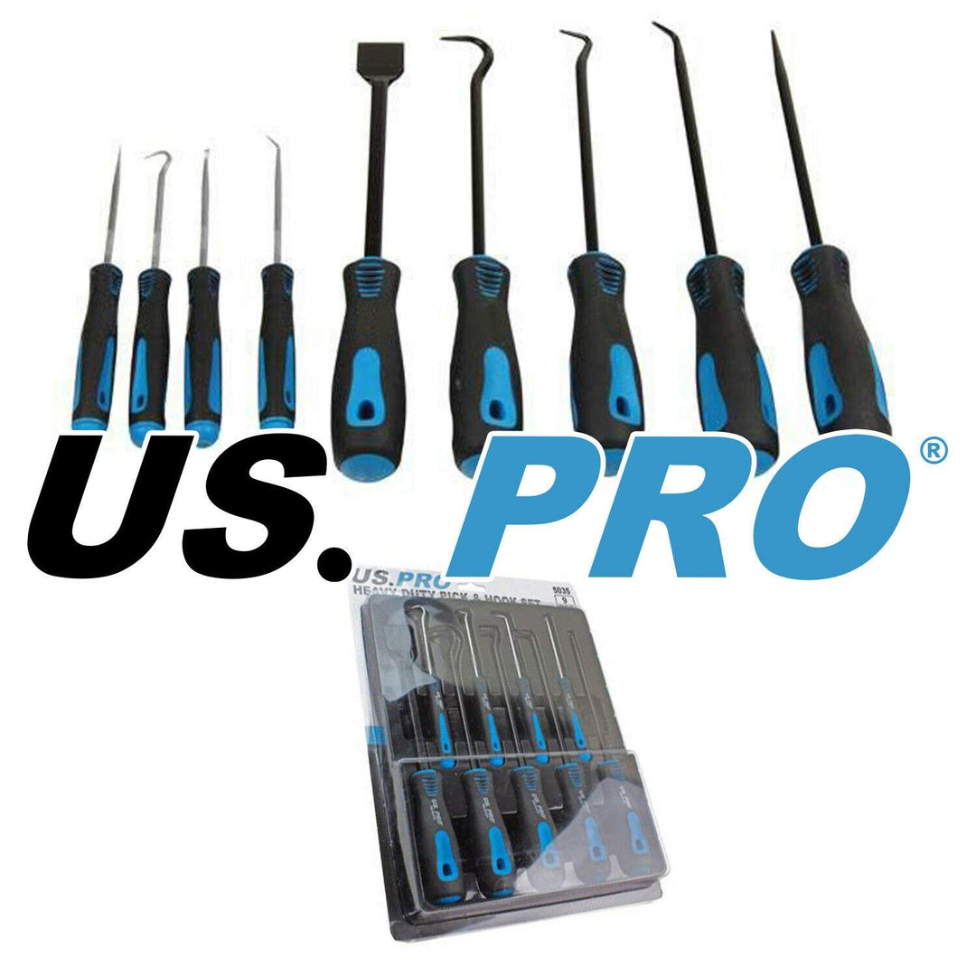 US PRO 9pc Heavy Duty Pick & Hook 5035 Set mit Schaber und Haken, strapazierfähig, 9-teilig, schwarz