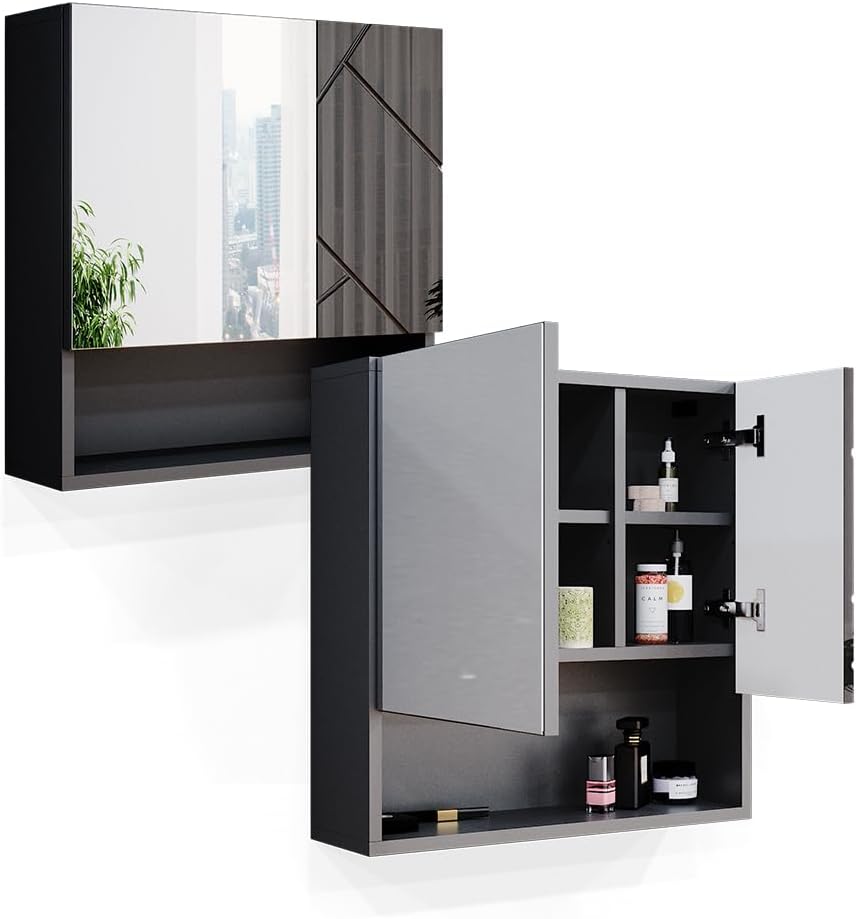 Vicco Bad Spiegelschrank Irma, Anthrazit Hochglanz, 54 x 55 cm