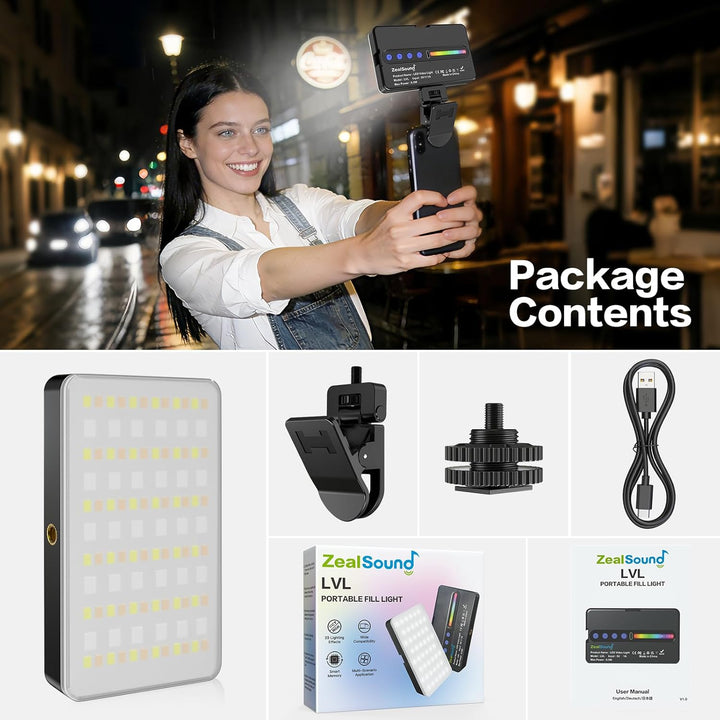 Selfie Licht, 138 LEDs Handy Fülllicht, 2700K–6500K Dimmbare Lichmodi, mit RGB Umgebungslichteffekte