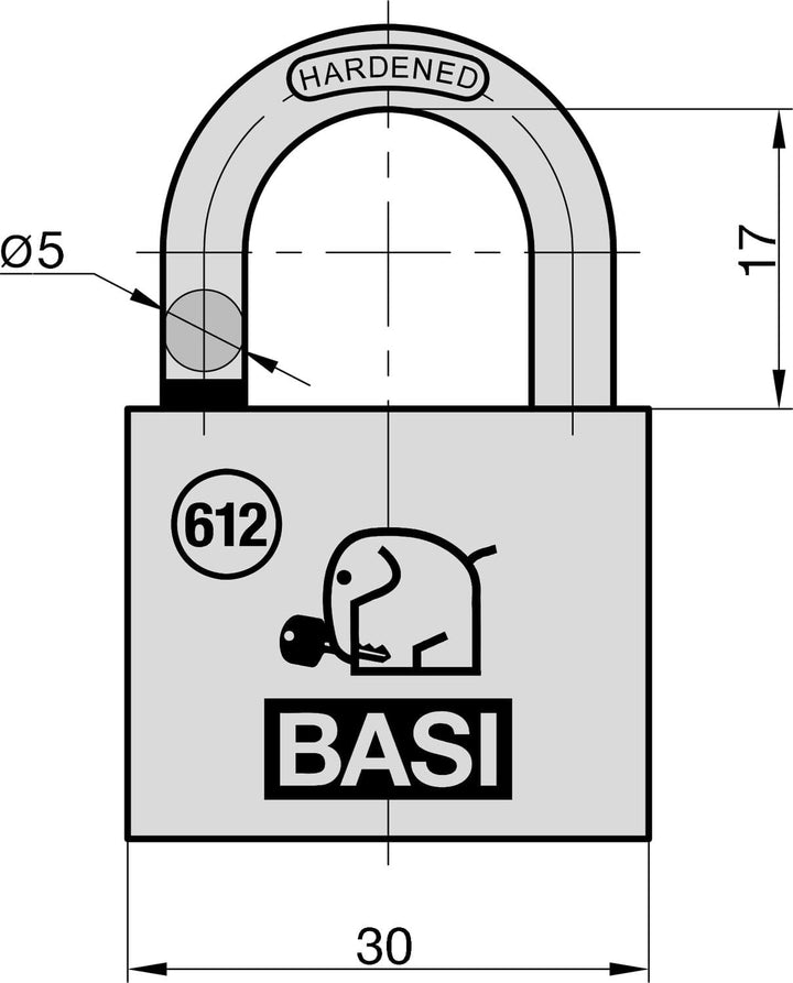 BASI | Vorhangschloss 6er Set | 30 mm | mit Wasserstopp | verschiedenschliessend | massives Messing-