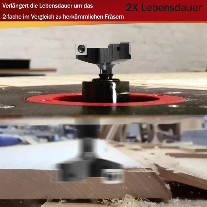 3 Flöten Planfräser 12mm schaft mit 10 austauschbaren Hartmetallmessern (12x12x1.5mm,35°) für Holz D