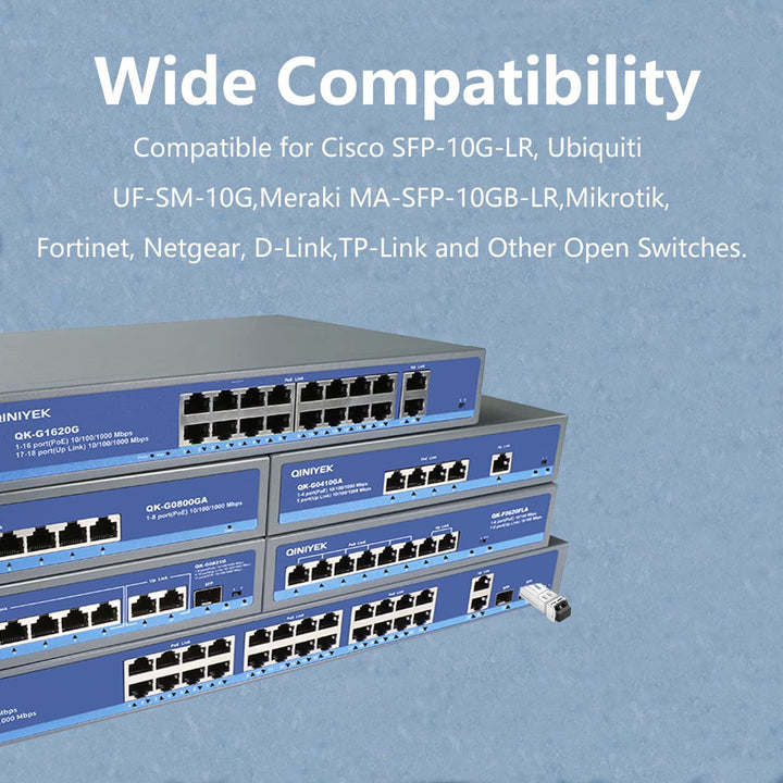 QINIYEK (4er Pack) 10GBase-LR SFP+ Transceiver, 10G Singlemode SFP+ LC-Modul für Cisco SFP-10G-LR, U