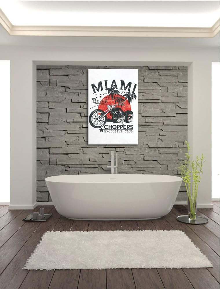 Pixxprint Miami-Choppers White Bild auf Leinwand, XXL riesige Bilder fertig gerahmt mit Keilrahmen,