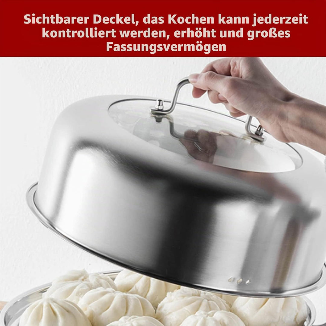 2-lagiges Dampfgarer-Kochtopf-Set aus Edelstahl, Dampfgarer Zum Kochen, Alltagspfanne, Dampfgarer-Pf