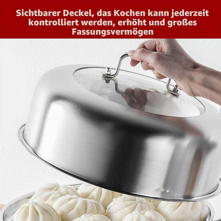 2-lagiges Dampfgarer-Kochtopf-Set aus Edelstahl, Dampfgarer Zum Kochen, Alltagspfanne, Dampfgarer-Pf