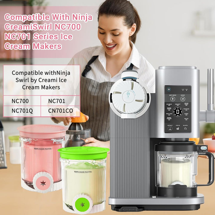 DAZZTIME Behälter für Ninja Creami Deluxe Pints,2 Stück Ersatz für Ninja Creami Deluxe Pints und Dec