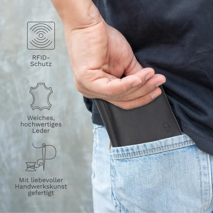 DONBOLSO NextGen BusinessLine, Slim Wallet, Leder mit Münzfach I Geldbeutel mit RFID Schutz I Karten