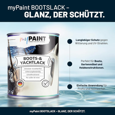 myPAINT® 1K erstklassiger Bootslack & Yachtlack (3x750ml, weiss) langlebiger Bootslack Holz- profess