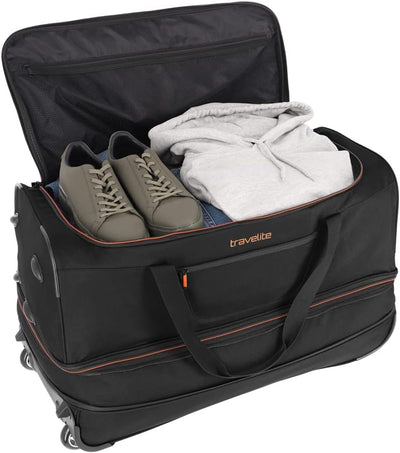 travelite 2-Rad Trolley Reisetasche Gr. L mit Dehnfalte, Gepäck Serie BASICS: Weichgepäck Reisetasch