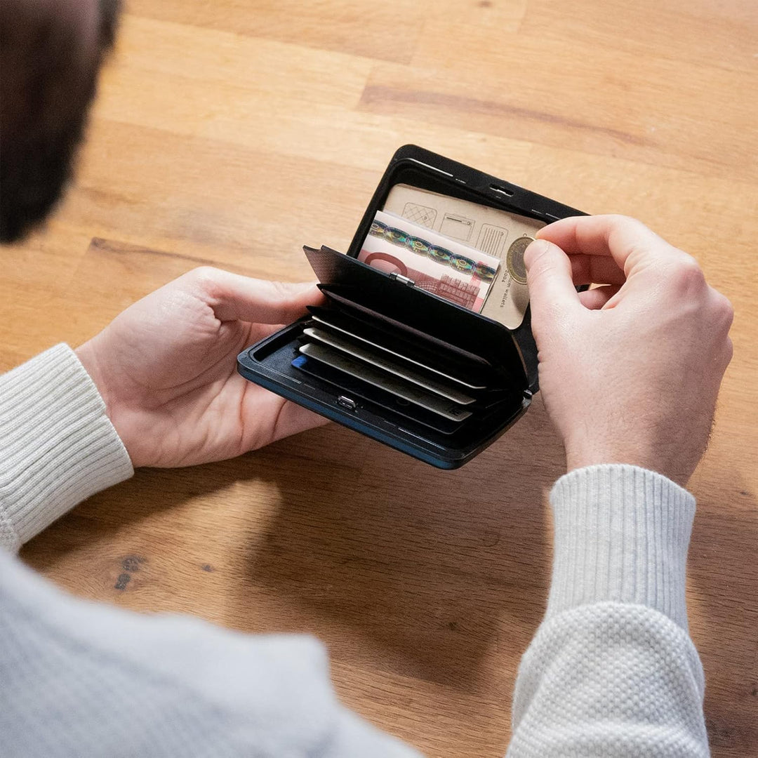 OGON Aluminium Geldbörse Smart Case V2 Large - Verstecktes Fach für Münzen und Scheine - RFID Schutz