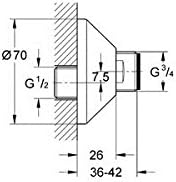 GROHE S- Anschluss (Verstellbarkeit 7,5 mm, Durchmesser: 70 mm / Tiefe: 26 mm, Schalldämpfer, langle