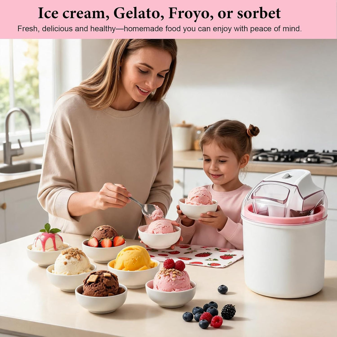 Eismaschine 1,6 L, für Eiscreme, Sorbet & Frozen Joghurt, Softeismaschine mit One-Touch-Bedienung, 2