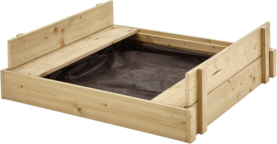 TP TP292 Sandpit Toys Holzsandkasten mit Deckel, Zentimeter, FSC-zertifiziertes Holz, Holzdeckel ver