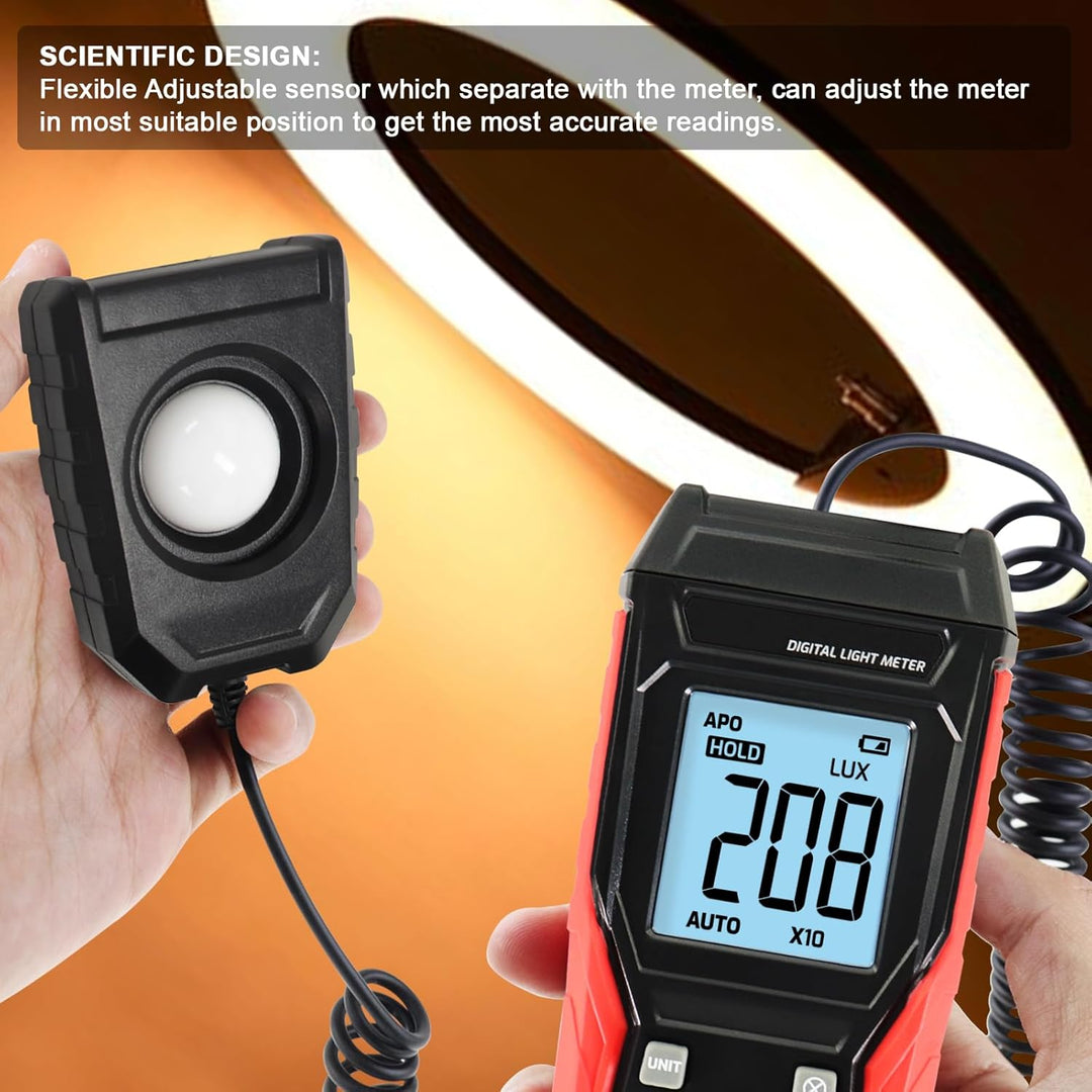 Photometer Digitales Luxmeter-Beleuchtungsstärke-Photometer mit um 360 Grad drehbarem Sensor, Messbe