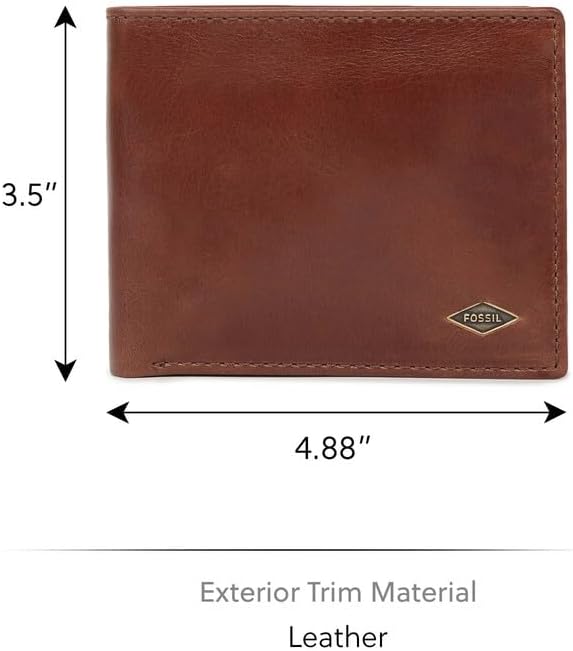 Fossil Herren Reisepasshülle Ryan aus Leder 12,4 cm L x 0,5 cm B x 8,9 cm H Braun, Braun