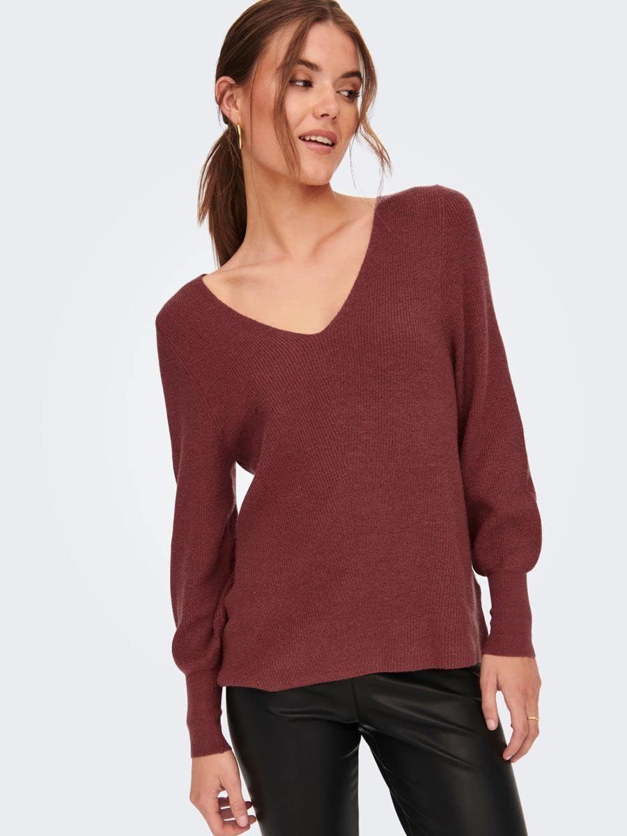 ONLY Female Strickpullover ONLATIA Strickpullover S Mineral Red/Detail:w. Melange, S Mineral Red/Det