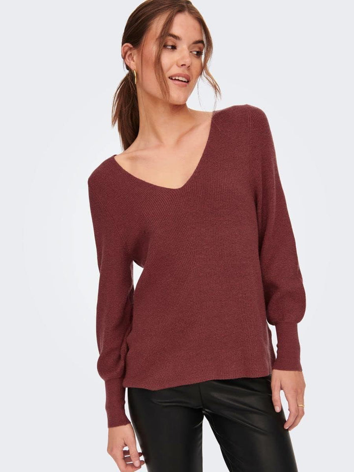 ONLY Female Strickpullover ONLATIA Strickpullover S Mineral Red/Detail:w. Melange, S Mineral Red/Det