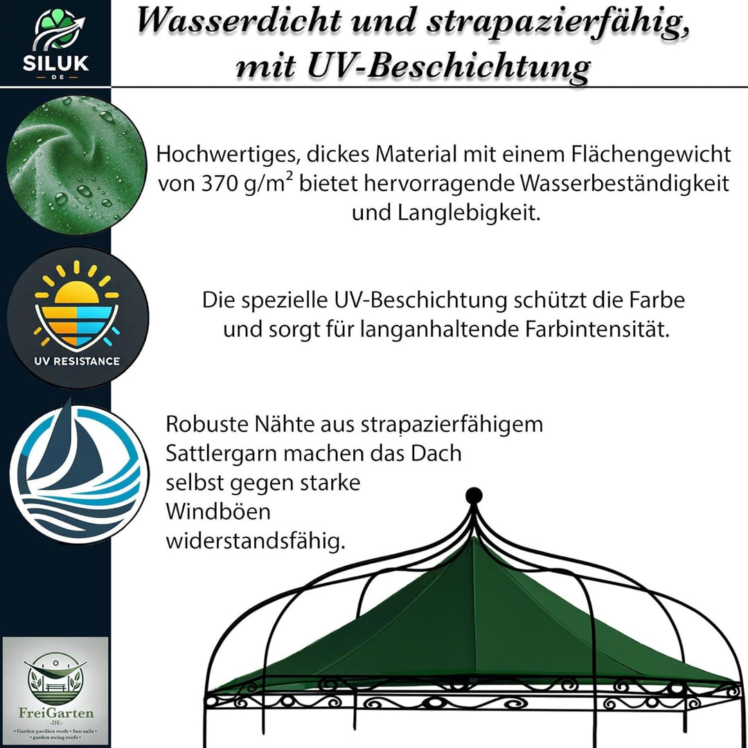 freigarten.de Ersatzdach für Pavillon Modena 6-eck 320cm Wasserdicht Material: Panama PCV Soft 370g/