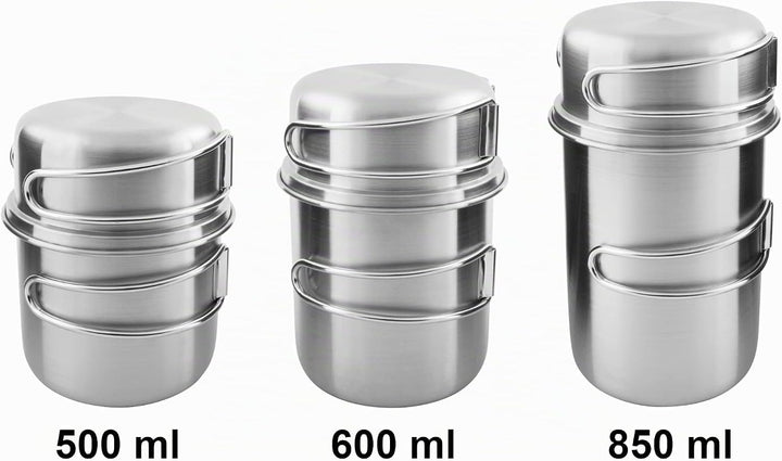 Tatonka Handle Mug Set (500/600 / 850 ml) – Becherset aus rostfreiem Edelstahl bestehend aus Tasse u