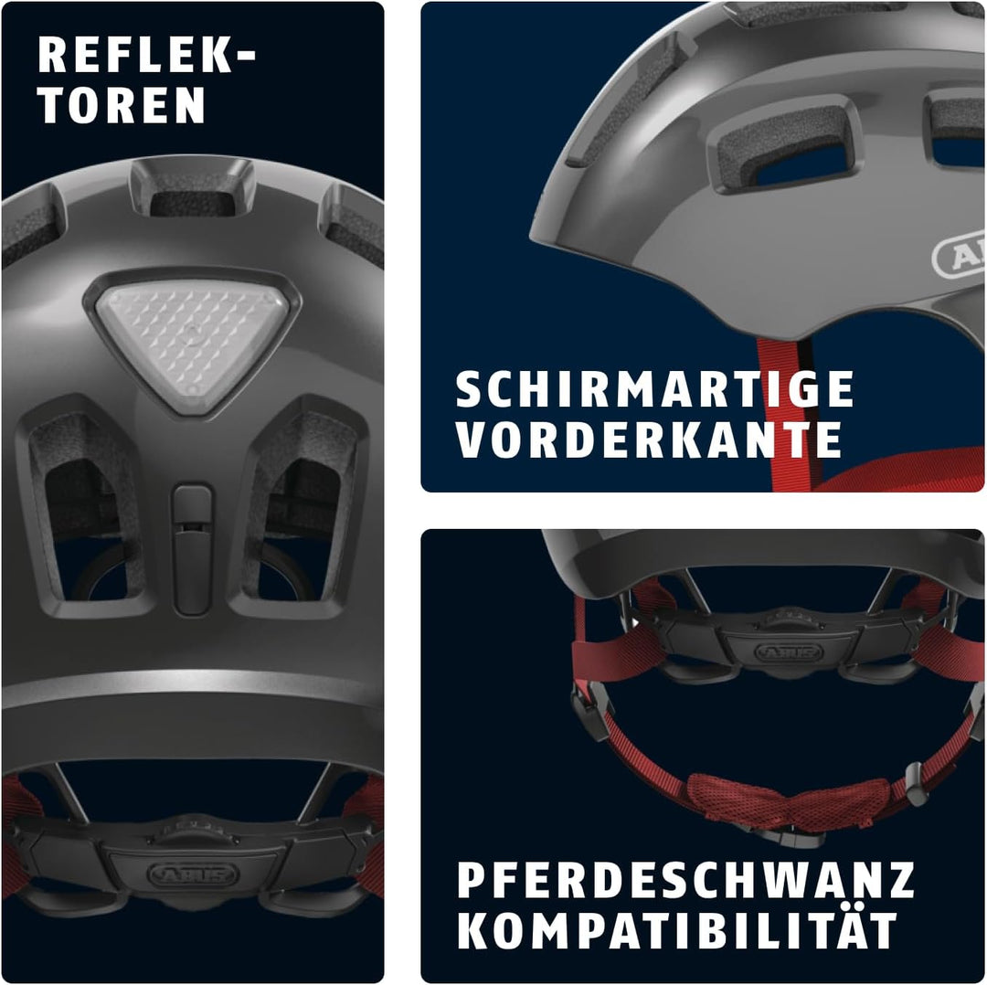 ABUS Fahrradhelm Youn-I 2.0 - mit Licht für Kinder, Jugendliche und junge Erwachsene - für Mädels un