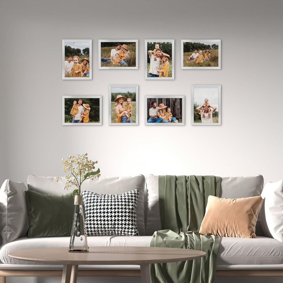 Hoikwo 18 Stück Bilderrahmen 13x18 cm, Silber Fotorahmen Collage Set für Wohnzimmer Schlafzimmer Kin