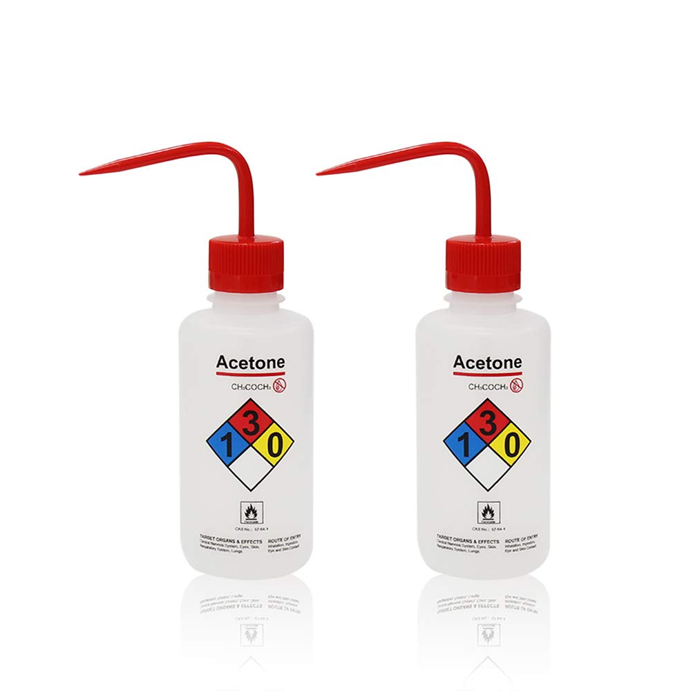 Labvida 2 Stück Sicherheits-Waschflaschen, 500 ml, Aceton-Waschflasche, LDPE-Material, LVM004 2 x Ac