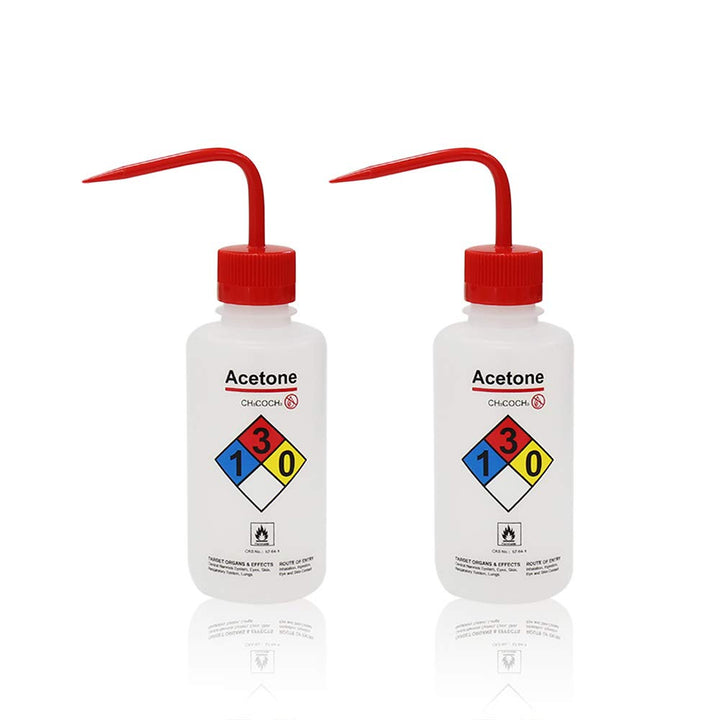 Labvida 2 Stück Sicherheits-Waschflaschen, 500 ml, Aceton-Waschflasche, LDPE-Material, LVM004 2 x Ac