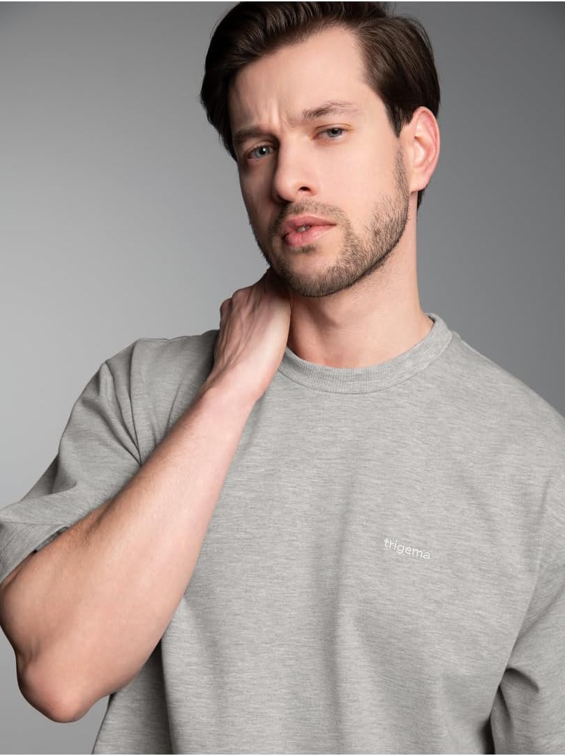 Trigema Herren 640208 T-Shirt S Grau-melange, S Grau-melange