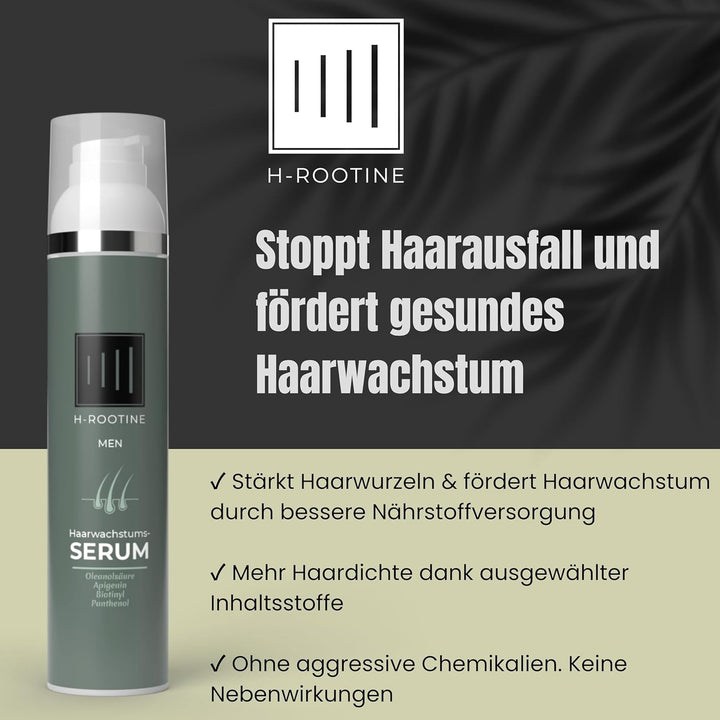 H-ROOTINE Haarserum für Männer (100ml) • Haarwuchsmittel Männer • Stoppt erblich & hormonell bedingt