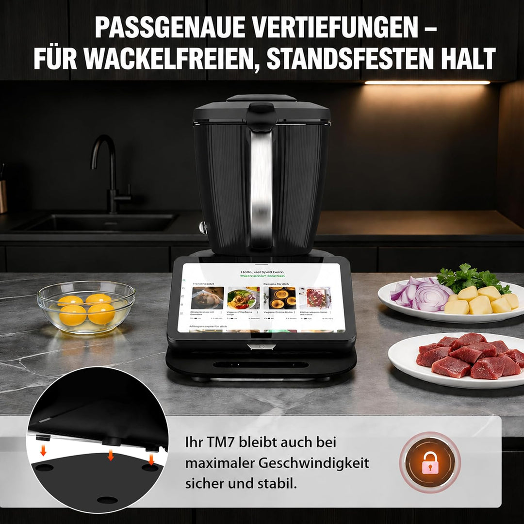 Upgraded Gleitbrett TM7 für Thermomix - Acrylglas Rollbrett mit 360° leichtgängige Teflon-Gleitern,