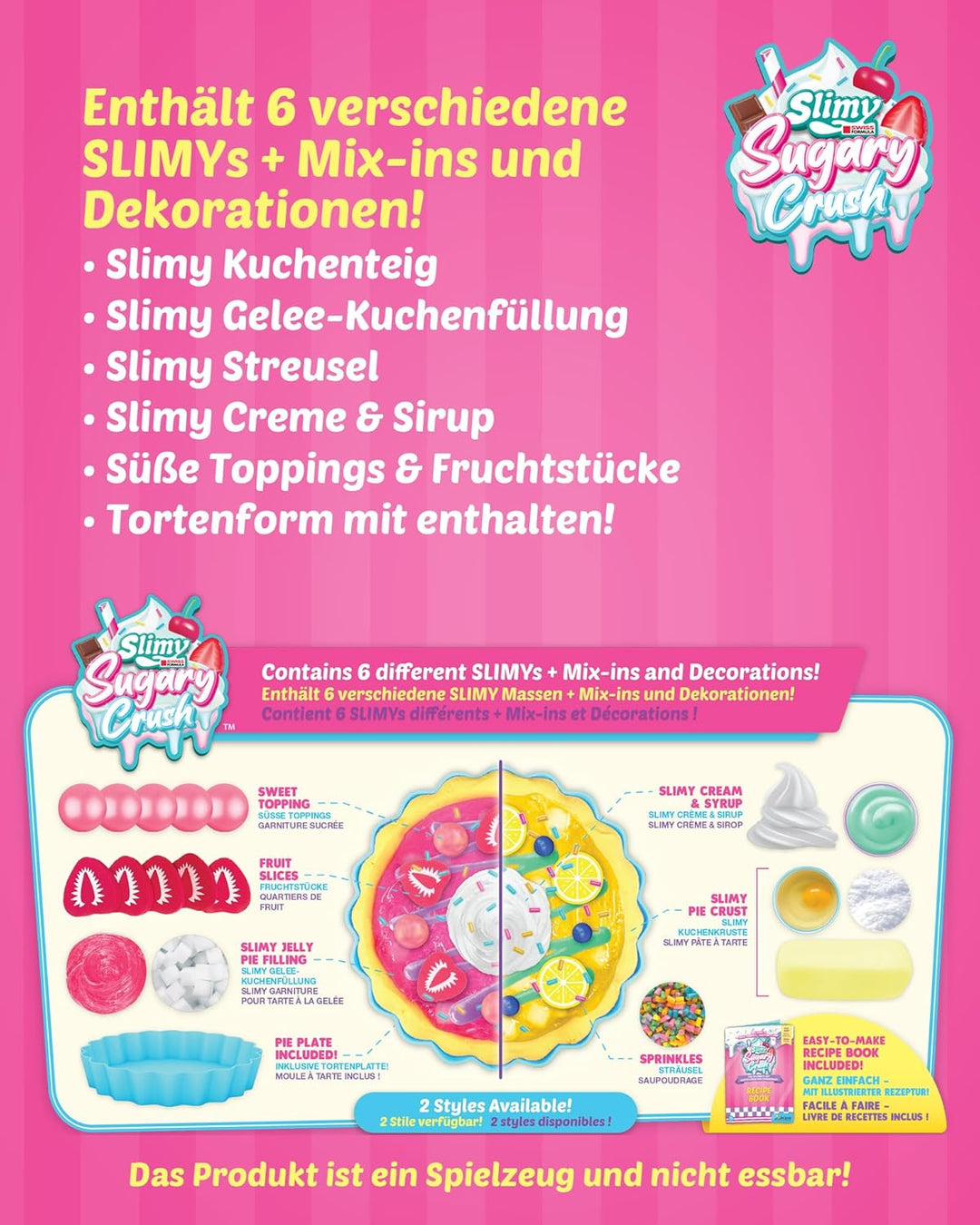 SLIMY Sugary Crush - Jelliee-Pie, Slime und Knete Kreativ-Set, Backspiel zum selber Mischen, Formen