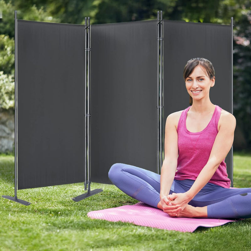 JOIEYOU Paravent Outdoor Sichtschutz Trennwand 3 Teilig 275x180cm Raumtrenner mit Flache Füsse,Anti-