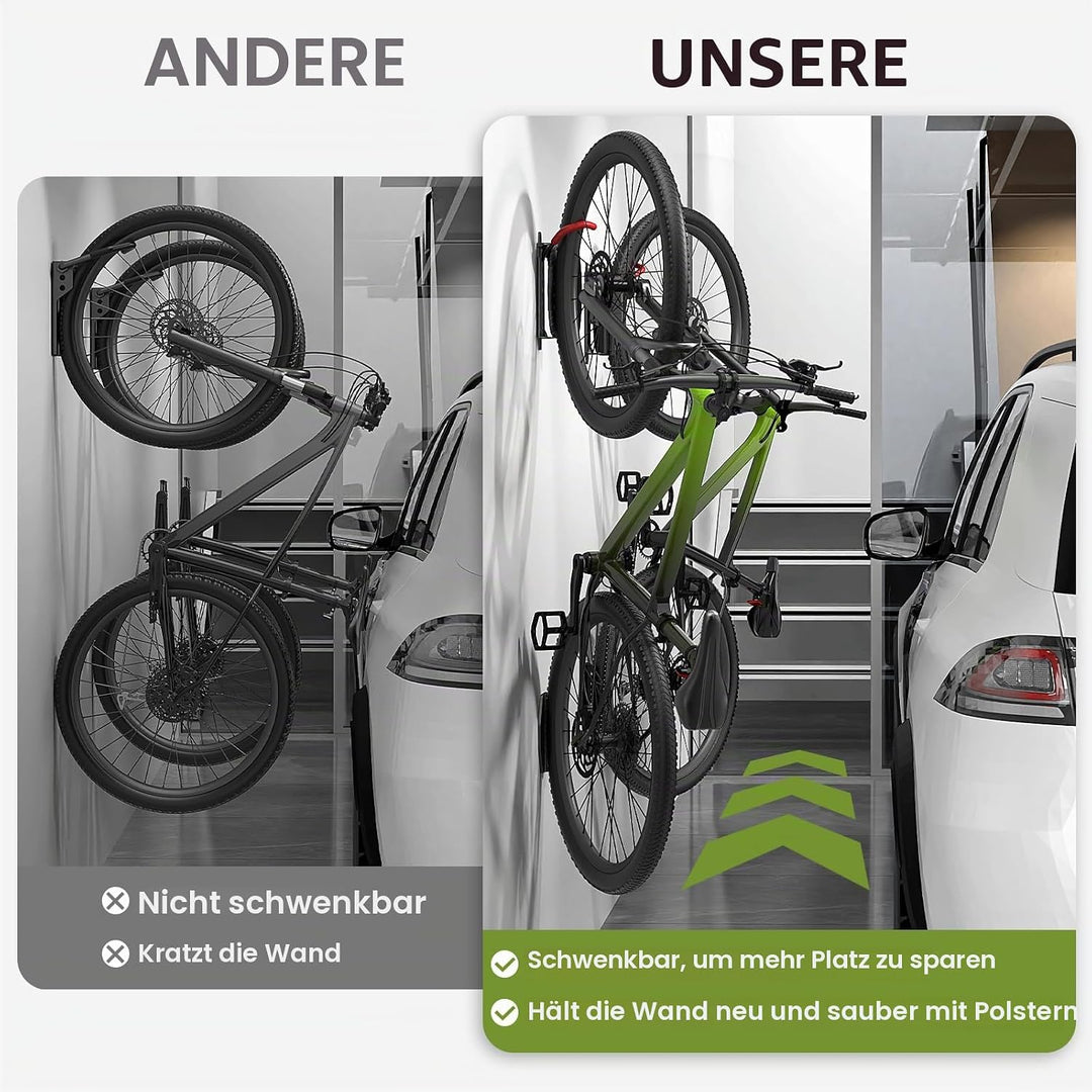 Housolution Drehbare Fahrrad-Wandhalterung, Vertikaler Fahrradaufhänger für die Garage, Mountainbike