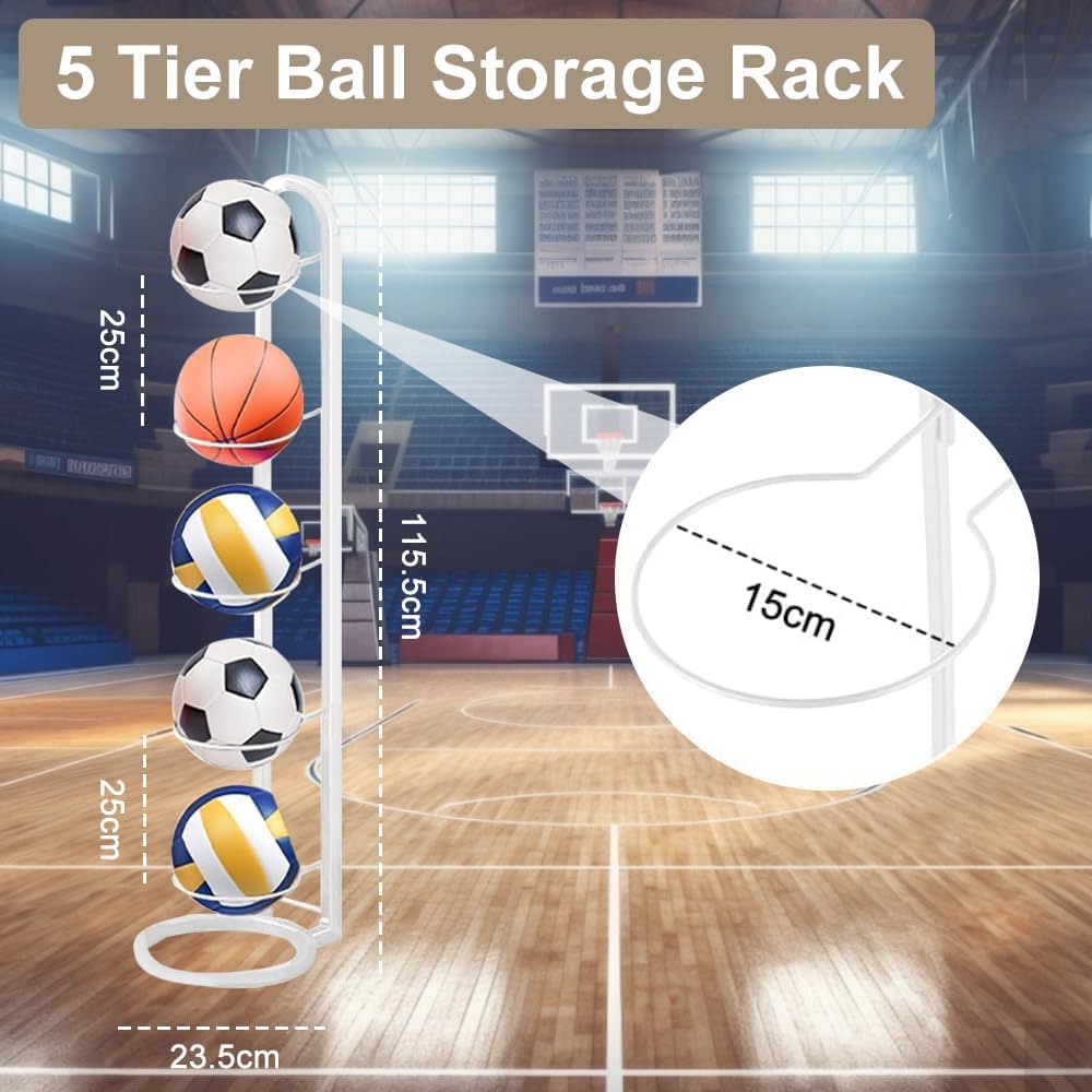 Kleemeiero Balllagerregal Ballständer Basketball Ballhalter Fussball mit 5 Ball Ständer Ball Aufbewa