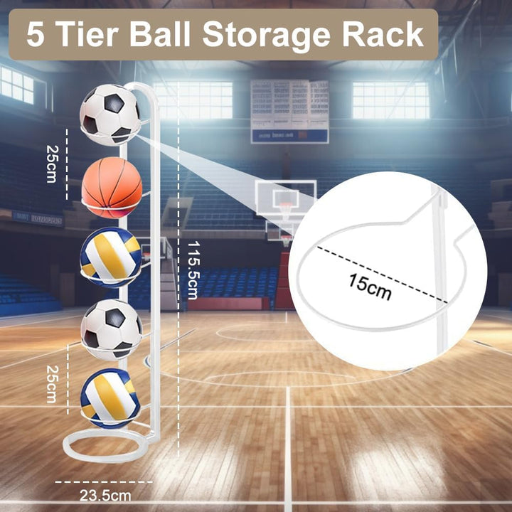 Kleemeiero Balllagerregal Ballständer Basketball Ballhalter Fussball mit 5 Ball Ständer Ball Aufbewa