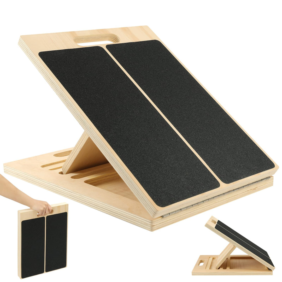 Tragbares Schrägbrett aus Holz, Wadendehner Balance Board, Klappbares Slant Board mit Einstellbarem