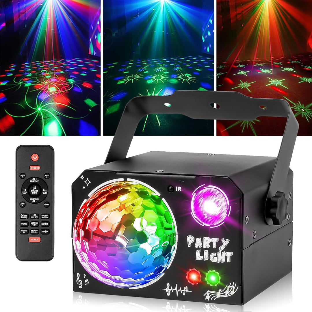 Nigecue 4 in 1 Discolicht Partylicht mit Fernbedienung, Musikgesteuert Disco Licht mit RGB Kugelleuc