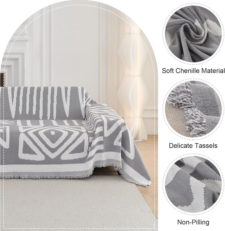 ShowyLive Sofa Überwurfdecke Sofa Überzug 2er Set für Ecksofa L-Form Sofabezug 3 Sitzer+3 Sitzer, Ch